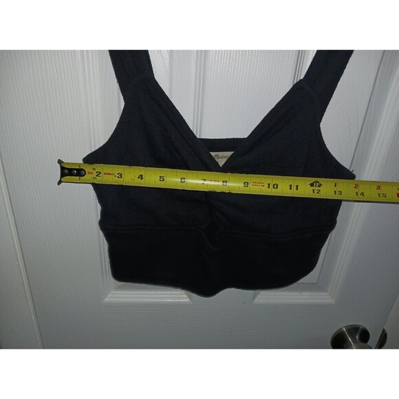 MADEWELL Women's Crop Tank Top Large‎ Black Cutout Knot-Front Cotton NJ776 Sp23 - Picture 7 of 8